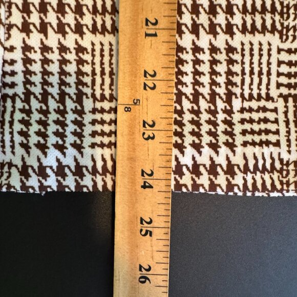 Vintage 70s Women's Brown Houndstooth Print Short Sleeve Polyester Blouse, Small - Picture 5 of 5